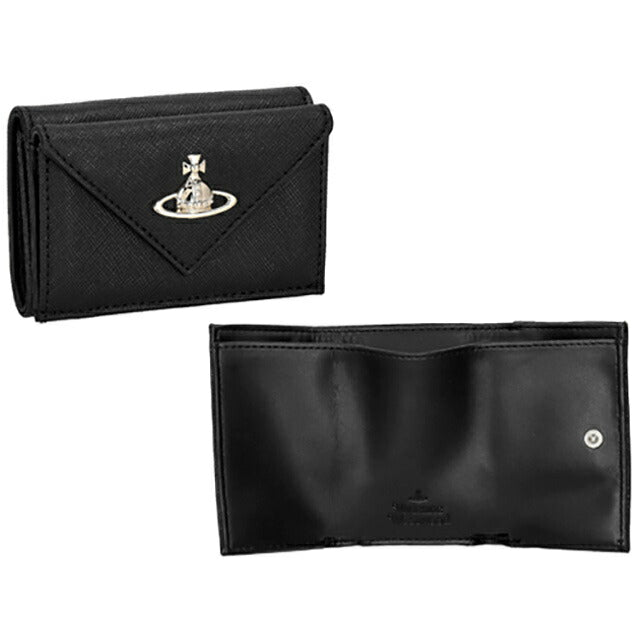 ヴィヴィアン・ウエストウッド 三つ折り財布 レディース ブランド Vivienne Westwood レザー 5115002EW ブラック 5115002EWSAFF-BLK-N402