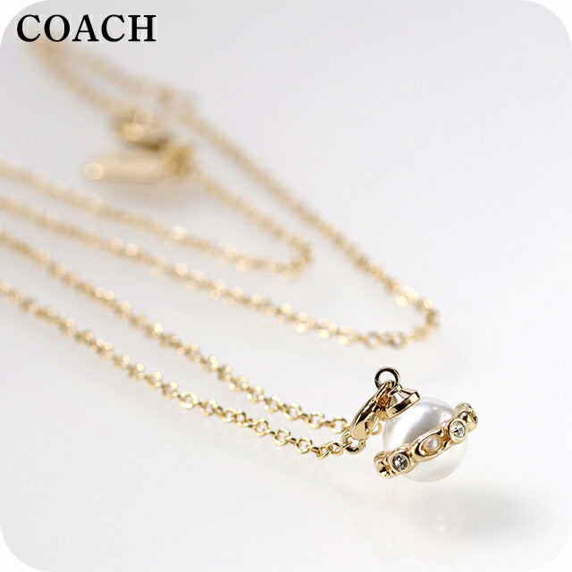 コーチ ネックレス レディース ブランド COACH ペンダント ロゴ 517799 GLD 107 ゴールド ホワイト アクセサリー 517799GLD107