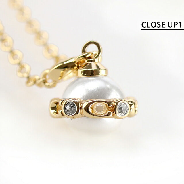 コーチ ネックレス レディース ブランド COACH ペンダント ロゴ 517799 GLD 107 ゴールド ホワイト アクセサリー 517799GLD107