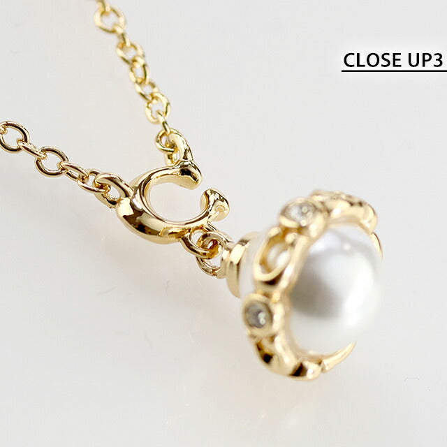 コーチ ネックレス レディース ブランド COACH ペンダント ロゴ 517799 GLD 107 ゴールド ホワイト アクセサリー 517799GLD107