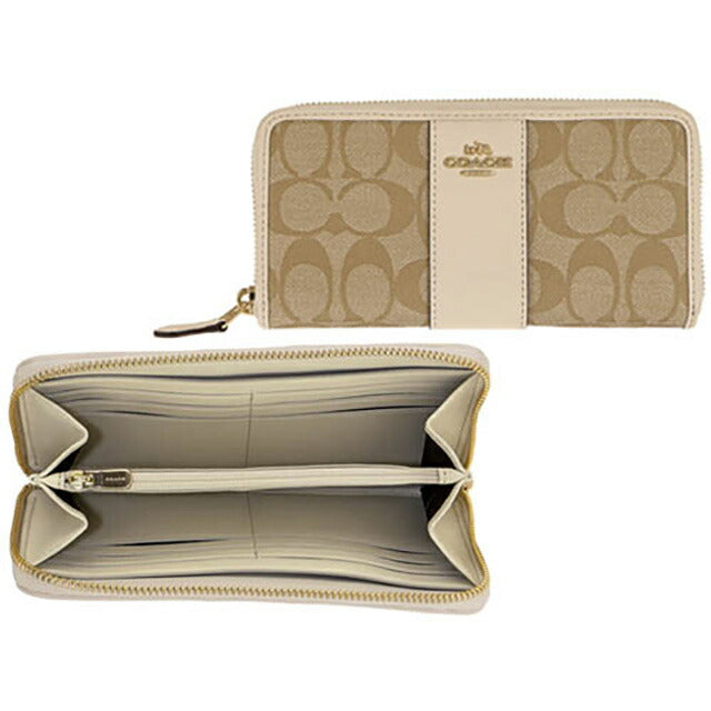 コーチ 長財布 レディース ブランド COACH シグネチャー 54630 IMDQC 1 ライトベージュ/ホワイト 54630-IMDQC-1