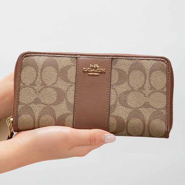 コーチ 長財布 レディース ブランド COACH シグネチャー 54630 IME74 1 ベージュ/ライトブラウン 54630-IME74-1