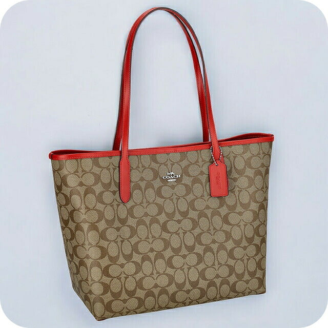 コーチ トートバッグ レディース ブランド COACH シグネチャー 5696 SVUC3 1 ベージュ/レッド 5696-SVUC3-1