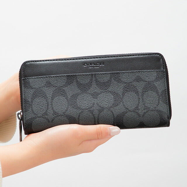 コーチ 長財布 レディース ブランド COACH シグネチャー 58112 CQ BK 1 チャコール/ブラック 58112-CQ-BK-1