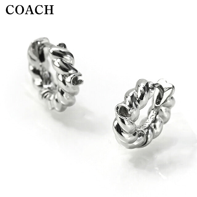 コーチ ピアス レディース ブランド COACH シグネチャー C ツイスト ハギー フープ 両耳用 581218RHO030 シルバー アクセサリー 581218RHO030