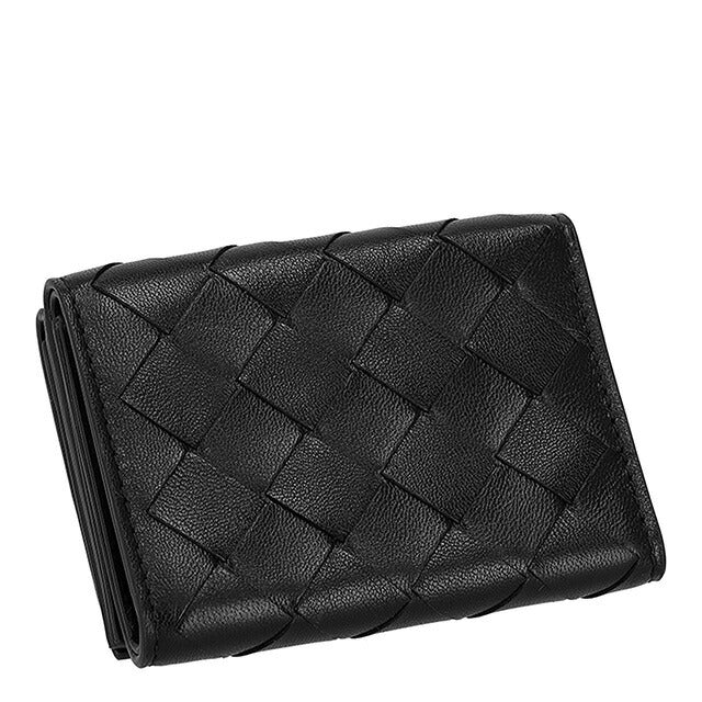 ボッテガ・ヴェネタ 三つ折り財布 レディース ブランド BOTTEGA VENETA 609285-V3UH1 8803 ブラック ウォレット 高級 おしゃれ プレゼント 実用的
