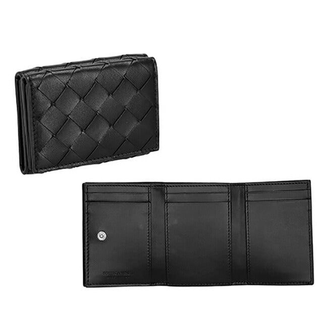 ボッテガ・ヴェネタ 三つ折り財布 レディース ブランド BOTTEGA VENETA 609285-V3UH1 8803 ブラック ウォレット 高級 おしゃれ プレゼント 実用的