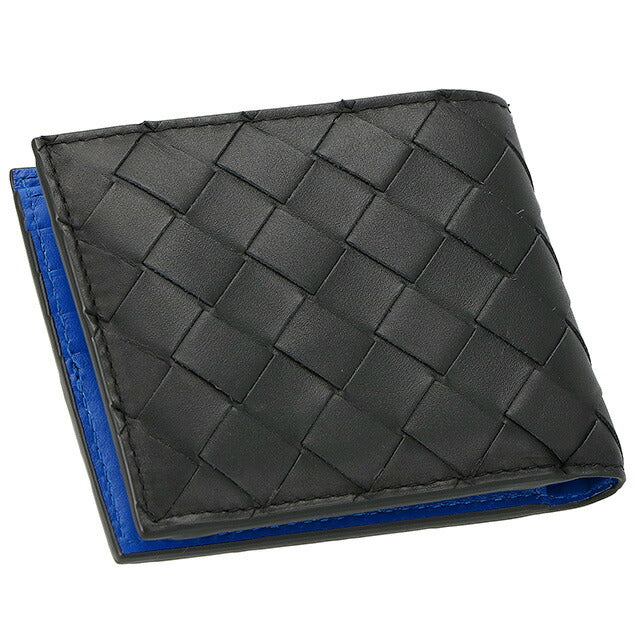ボッテガ・ヴェネタ 二つ折り財布 メンズ ブランド BOTTEGA VENETA レザー 619390-VCPQ7 ブラック/ブルー 619390-VCPQ7-1015