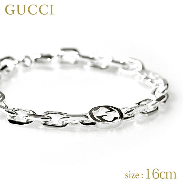 グッチ ブレスレット メンズ レディース ブランド GUCCI インターロッキング チェーン ロゴ 620798 J8400 8106 シルバー アクセサリー 620798-J8400-8106-16