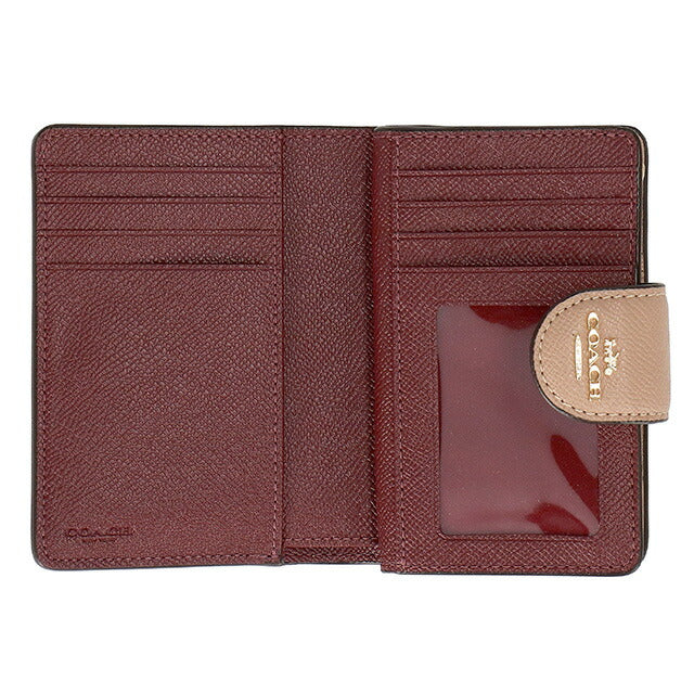コーチ 二つ折り財布 レディース ブランド COACH レザー 6390 IMTAU 1 トープ ベージュ 6390-IMTAU-1