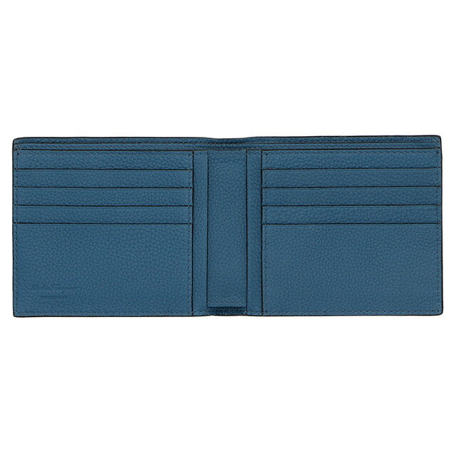 フェラガモ 二つ折り財布 メンズ ブランド Ferragamo 661078CALF DENIM 758 015 DENIM ブルー 661078CALF-DENIM-758-015