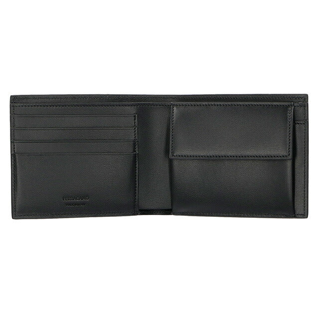 フェラガモ 二つ折り財布 メンズ ブランド Ferragamo 661329CALF NER 770 094 ブラック 661329CALF-NER-770-094