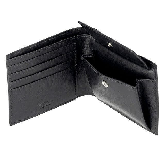 フェラガモ 二つ折り財布 メンズ ブランド Ferragamo 661329CALF NER 770 094 ブラック 661329CALF-NER-770-094
