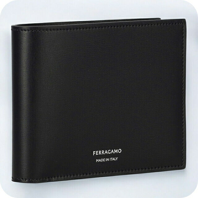 フェラガモ 二つ折り財布 メンズ ブランド Ferragamo 661329CALF NER 770 094 ブラック 661329CALF-NER-770-094