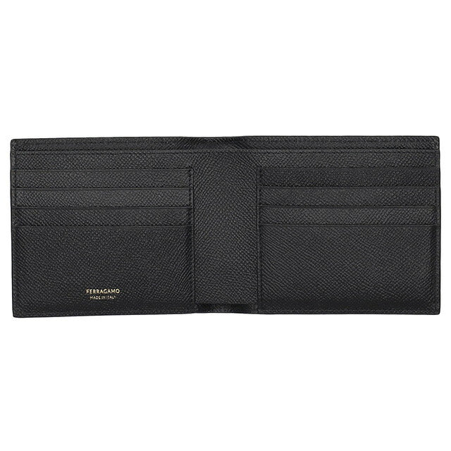 フェラガモ 二つ折り財布 メンズ ブランド Ferragamo 661457CALF NER 775 650 ブラック 661457CALF-NER-775-650