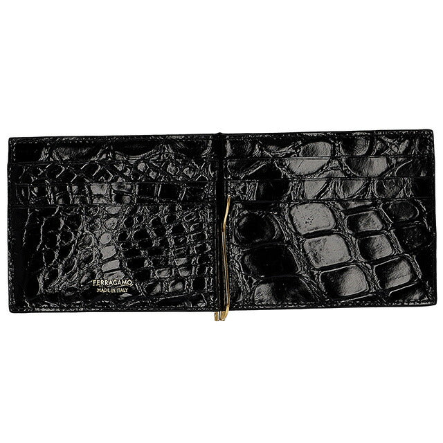 フェラガモ カードケース メンズ ブランド Ferragamo 661475ALLIGATOR NERR 776 477 ブラック 661475ALLIGATOR-NERR-776-477