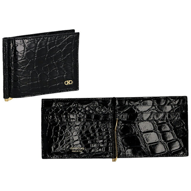 フェラガモ カードケース メンズ ブランド Ferragamo 661475ALLIGATOR NERR 776 477 ブラック 661475ALLIGATOR-NERR-776-477