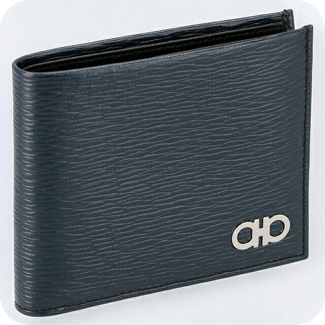 フェラガモ 二つ折り財布 メンズ ブランド Ferragamo 66A063CALF DO NE 744 850 ネイビー 66A063CALF-DO-NE-744-850