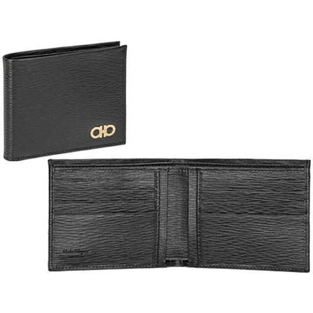 フェラガモ 二つ折り財布 メンズ ブランド Ferragamo 66A063CALF NERRT 685 950 ブラック 66A063CALF-NERRT-685-950