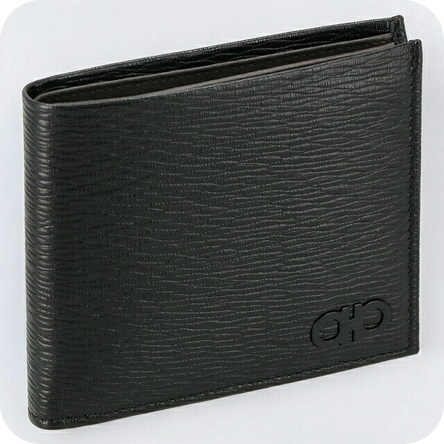 フェラガモ 二つ折り財布 メンズ ブランド Ferragamo 66A063PEBBLE NE DR 733 308 ブラック 66A063PEBBLE-NE-DR-733-308