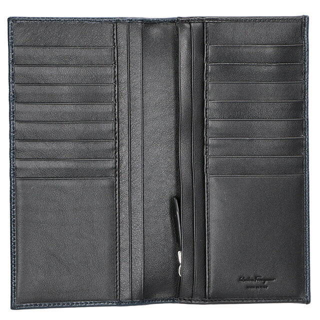 フェラガモ 長財布 メンズ ブランド Ferragamo 66A069CALF DO NE 744 862 ネイビー 66A069CALF-DO-NE-744-862