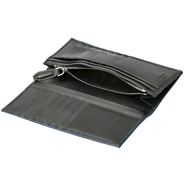 フェラガモ 長財布 メンズ ブランド Ferragamo 66A069CALF DO NE 744 862 ネイビー 66A069CALF-DO-NE-744-862