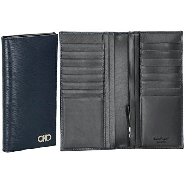 フェラガモ 長財布 メンズ ブランド Ferragamo 66A069CALF DO NE 744 862 ネイビー 66A069CALF-DO-NE-744-862