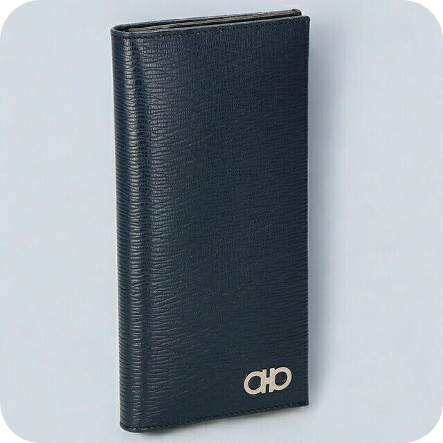 フェラガモ 長財布 メンズ ブランド Ferragamo 66A069CALF DO NE 744 862 ネイビー 66A069CALF-DO-NE-744-862