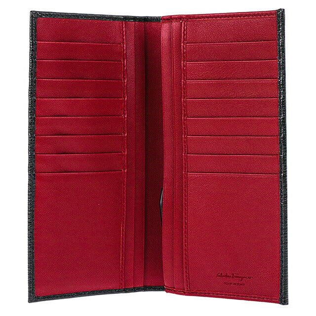 フェラガモ 長財布 メンズ ブランド Ferragamo 66A069PEBBLE NE RD 686 018 ブラック/レッド 66A069PEBBLE-NE-RD-686-018