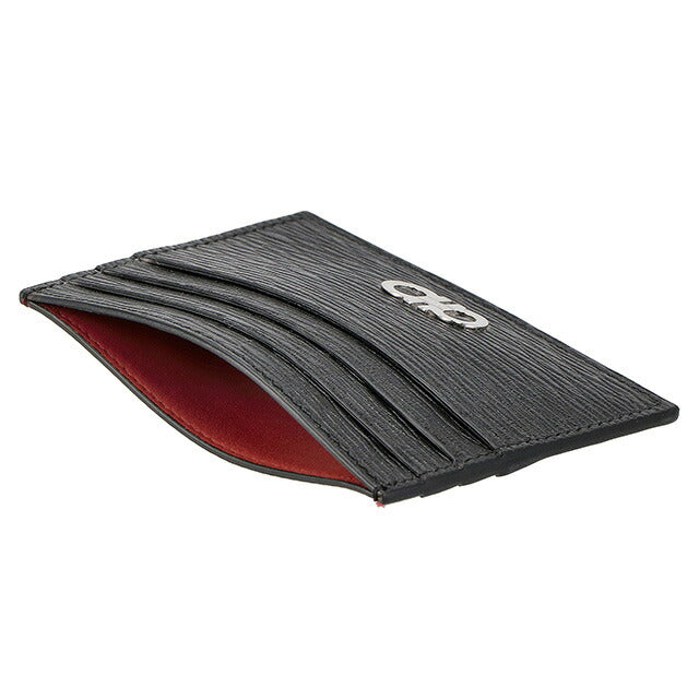 フェラガモ カードケース メンズ ブランド Ferragamo 66A302PEBBLE NE RD 698 914 ブラック/レッド 66A302PEBBLE-NE-RD-698-914