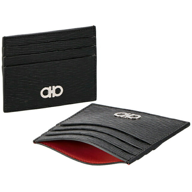 フェラガモ カードケース メンズ ブランド Ferragamo 66A302PEBBLE NE RD 698 914 ブラック/レッド 66A302PEBBLE-NE-RD-698-914