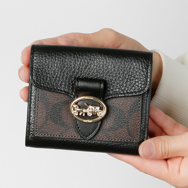 コーチ 二つ折り財布 レディース ブランド COACH シグネチャー 7250 IMAA8 1 ブラウン/ブラック 7250-IMAA8-1