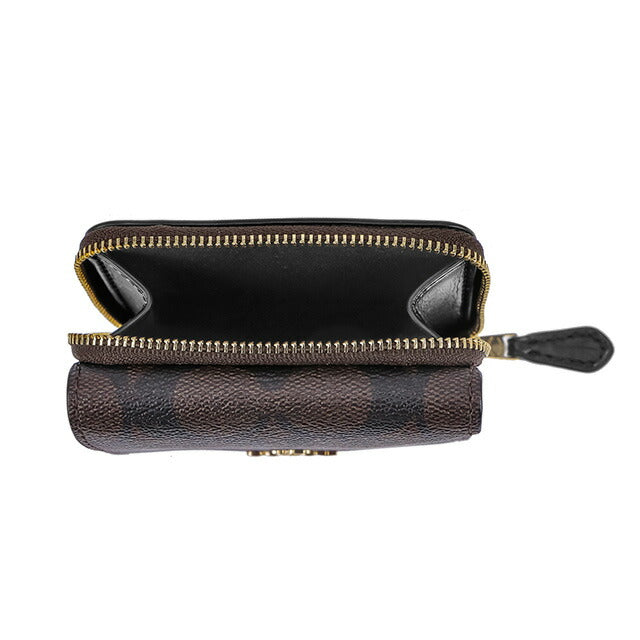 コーチ 三つ折り財布 レディース ブランド COACH シグネチャー 7331 IMAA8 1 ブラック/ブラウン 7331-IMAA8-1