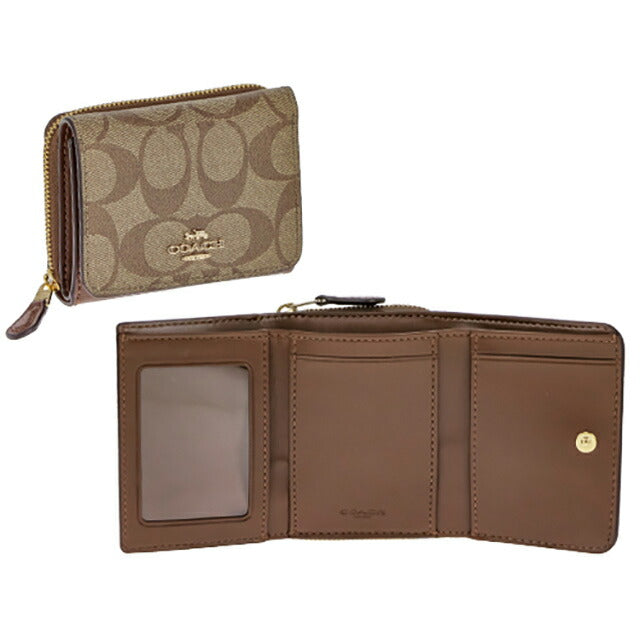 コーチ 三つ折り財布 レディース ブランド COACH シグネチャー 7331 IME74 1 ブラウン 7331-IME74-1