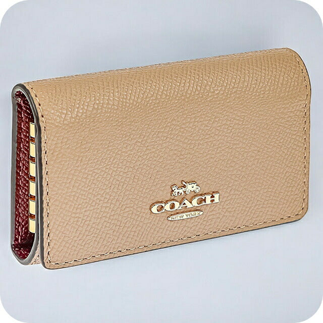 コーチ キーケース レディース ブランド COACH レザー 76741 IMTAU 1 ピンクベージュ/ボルドー 76741-IMTAU-1