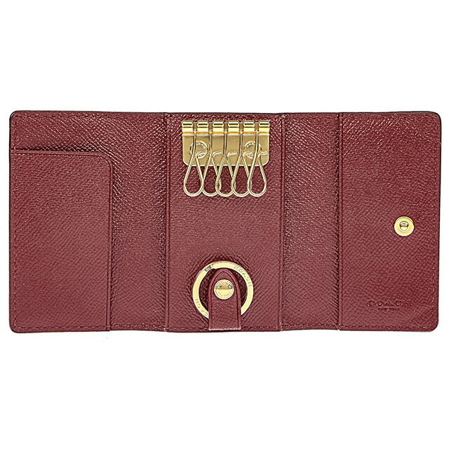 コーチ キーケース レディース ブランド COACH レザー 76741 IMTAU 1 ピンクベージュ/ボルドー 76741-IMTAU-1
