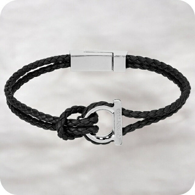 フェラガモ ブレスレット メンズ ブランド Ferragamo 770141 ブラック/シルバー 770141-NE-PL-712-422