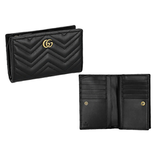 グッチ 二つ折り財布 レディース ブランド GUCCI レザー 781583-DTDHT 1000 ブラック ウォレット 高級 おしゃれ プレゼント 実用的