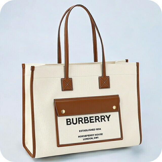 バ-バリ- トートバッグ レディース ブランド BURBERRY 8044129 ホワイト/ブラウン 8044129
