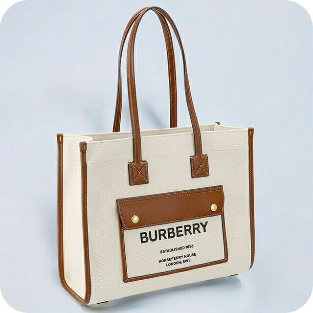 バ-バリ- トートバッグ レディース ブランド BURBERRY 8044138 ホワイト/ブラウン 8044138