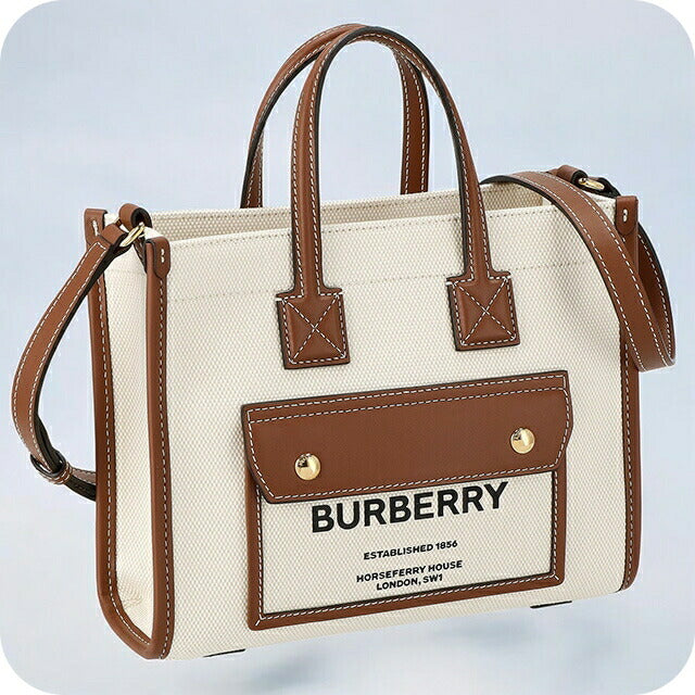 バ-バリ- ハンドバッグ レディース ブランド BURBERRY 8044143 ホワイト/ブラウン 8044143