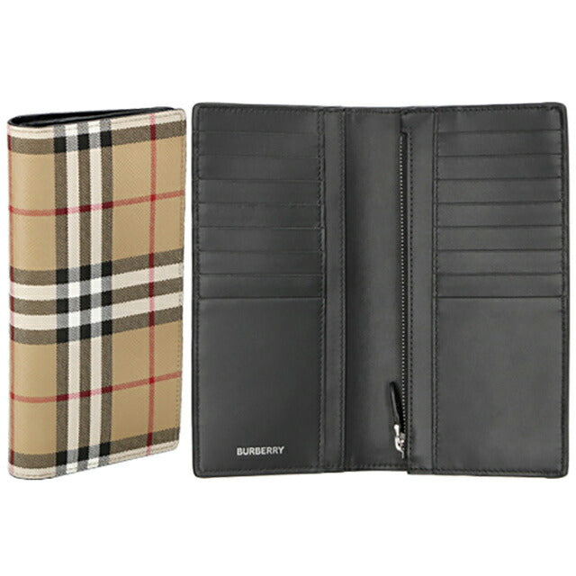 バ-バリ- 長財布 メンズ レディース ブランド BURBERRY チェック 8065640 ベージュ/ブラック 8065640