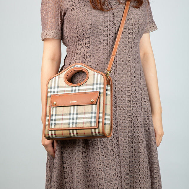 バ-バリ- ハンドバッグ レディース ブランド BURBERRY チェック 8066166 ベージュ 8066166