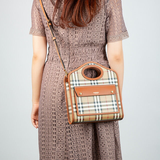 バ-バリ- ハンドバッグ レディース ブランド BURBERRY チェック 8066166 ベージュ 8066166