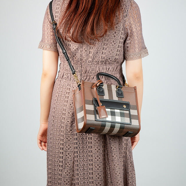バ-バリ- ハンドバッグ レディース ブランド BURBERRY チェック 8069661 ブラウン 8069661