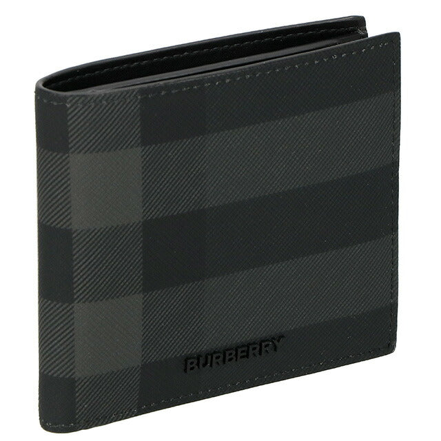 バ-バリ- 二つ折り財布 メンズ ブランド BURBERRY チェック 8070201 ブラック 8070201