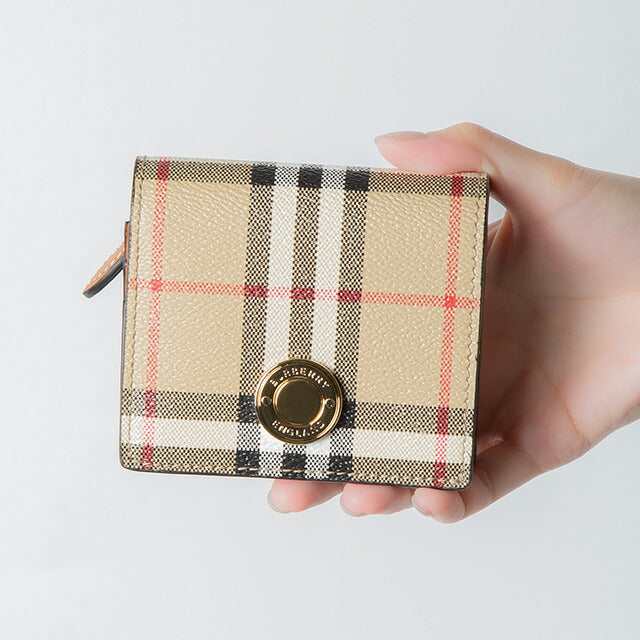バ-バリ- 二つ折り財布 レディース ブランド BURBERRY チェック 8070417 ベージュ 8070417