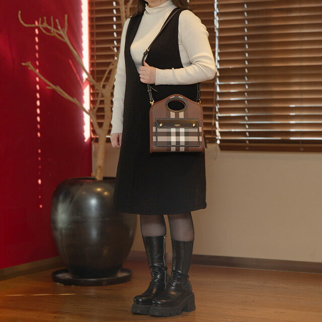 バ-バリ- ハンドバッグ レディース ブランド BURBERRY チェック 8071386 ブラウン 8071386
