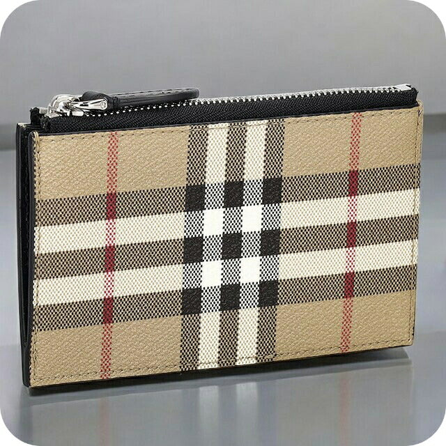18 財布 BURBERRY バーバリー チェック コインケース ベージュ チェック ストラップ コインケース (アーカイブベージュ