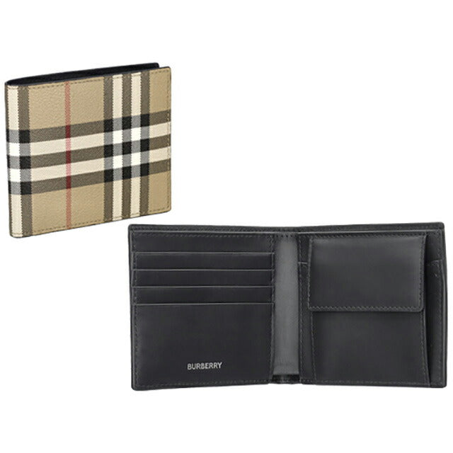 バ-バリ- 二つ折り財布 メンズ レディース ブランド BURBERRY チェック 8084169 ベージュ 8084169